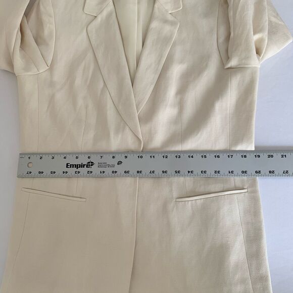 Josephine Chaus Blazer Jacket Women 12 Ivory Silk Linen Old Money Quiet Luxury - Picture 8 of 13